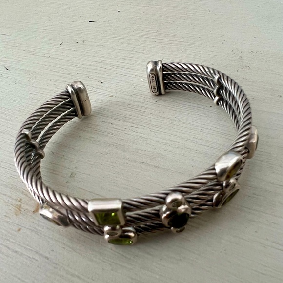 David Yurman Confetti Tourmaline Peridot & Diamond Cuff Bracelet - Picture 4 of 4